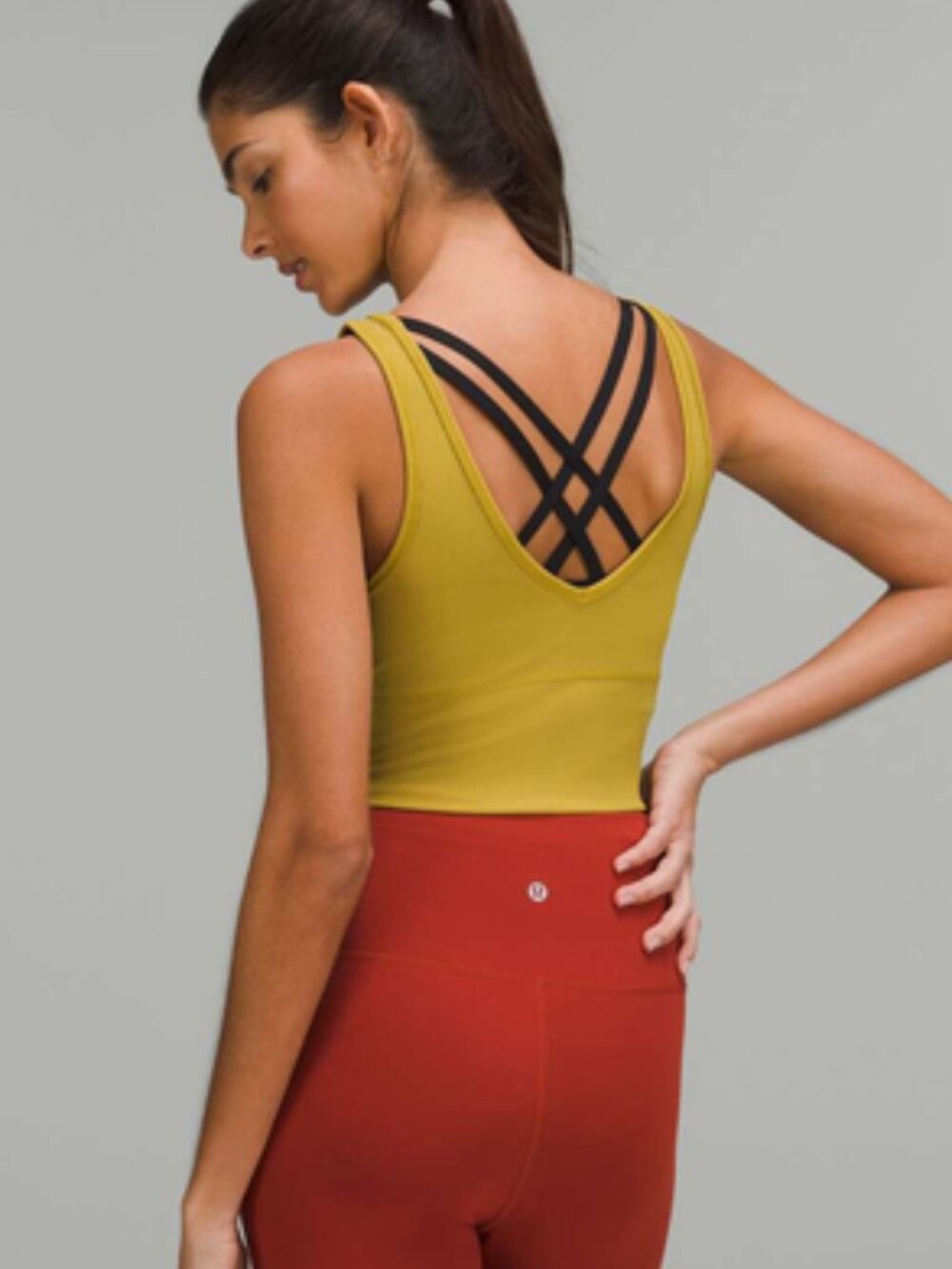 Lululemon Power Pivot Tank Top Ribbed in Auric Gold